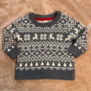 GEORGE Grey and White Winter Themed Knit Sweater - Size 6M to 12M | Cozy Baby